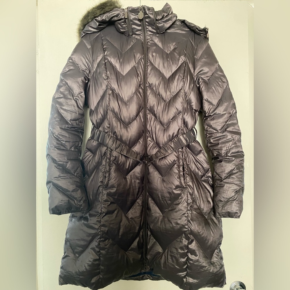 Tahari mid length puffer coat